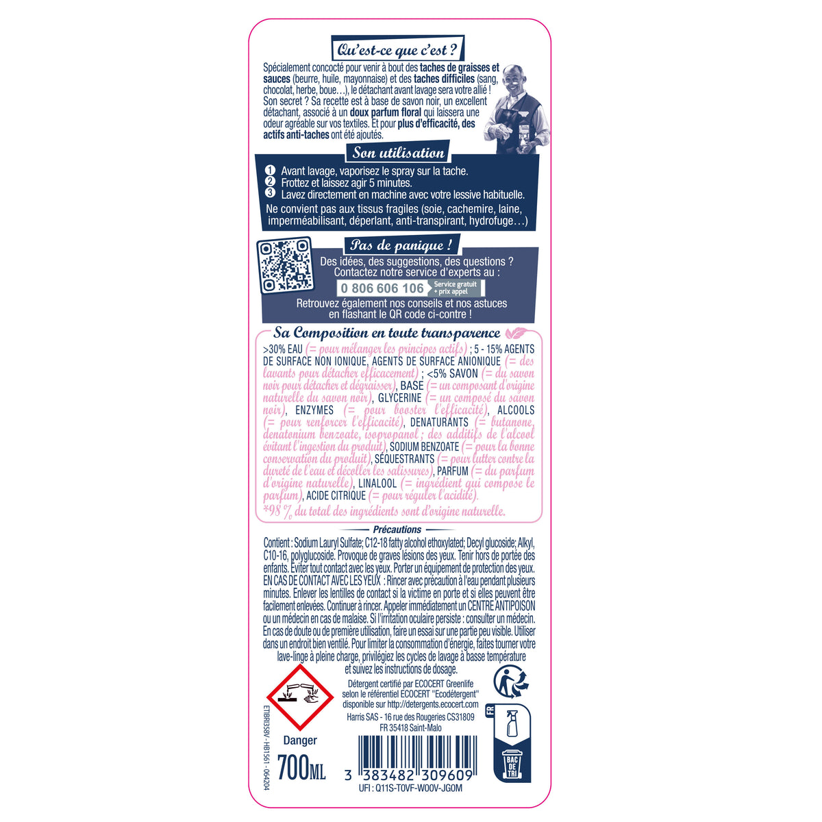 Lot de 6 détachant avant lavage au Savon Noir