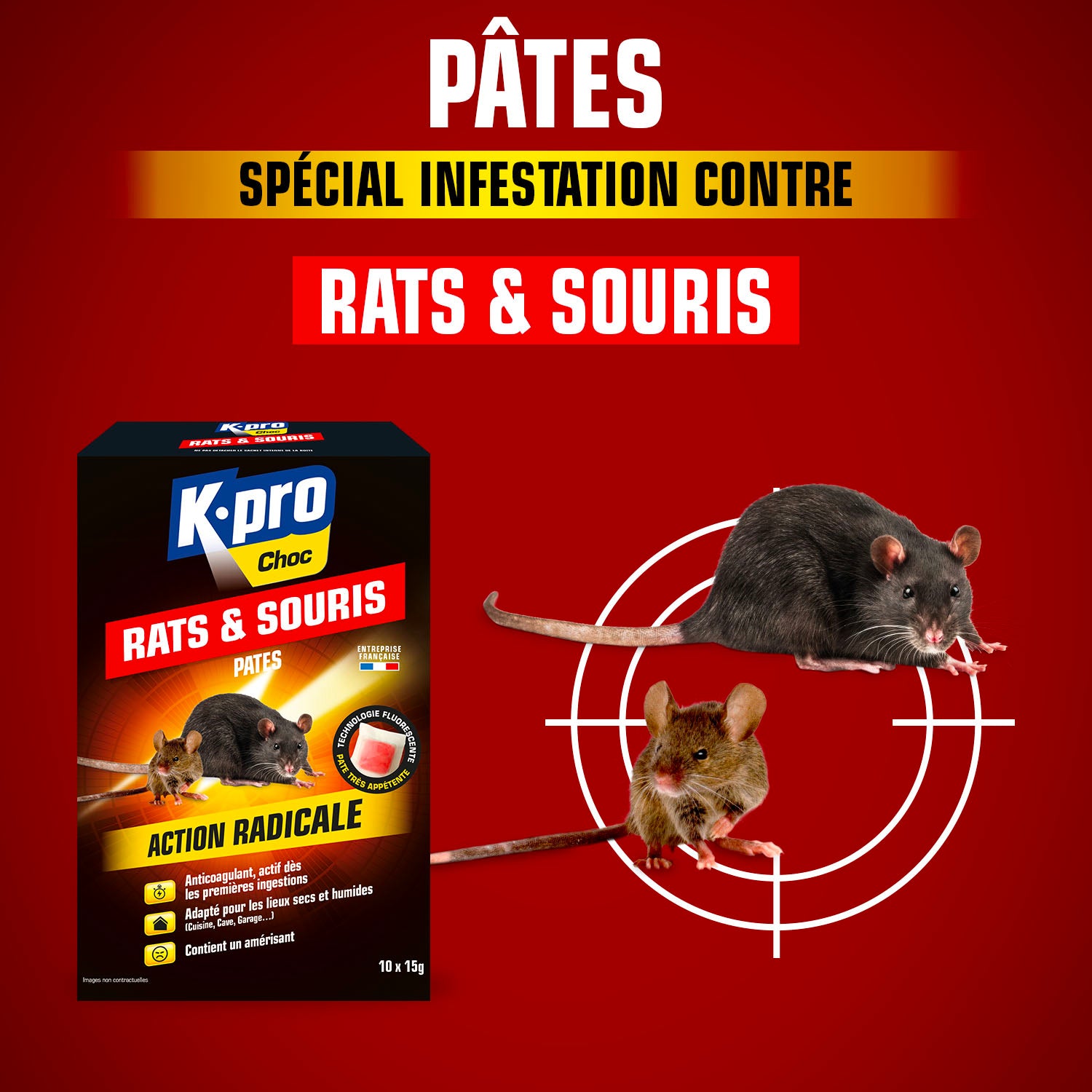 K.PRO - Pâtes rats et souris 150g rouge