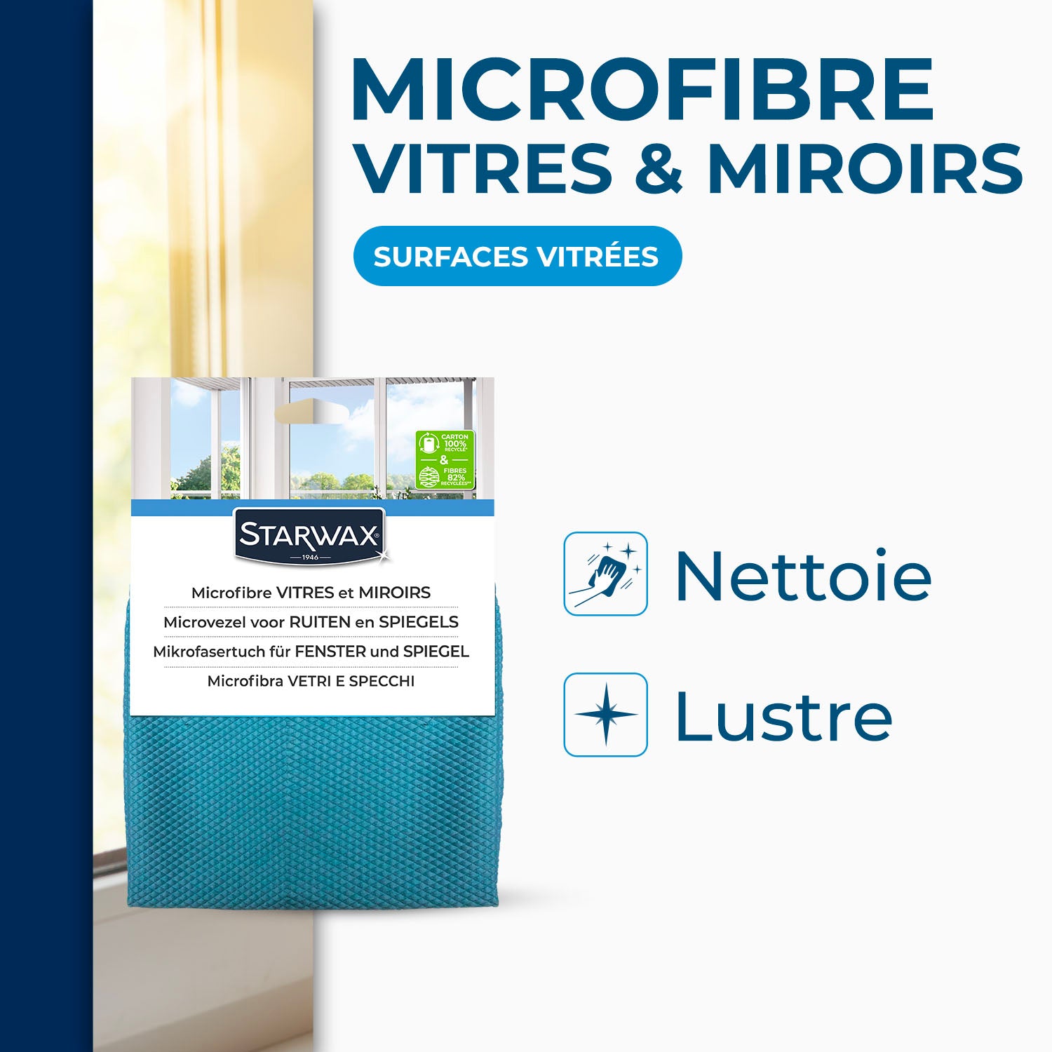 STARWAX - Microfibre vitres et miroirs X1