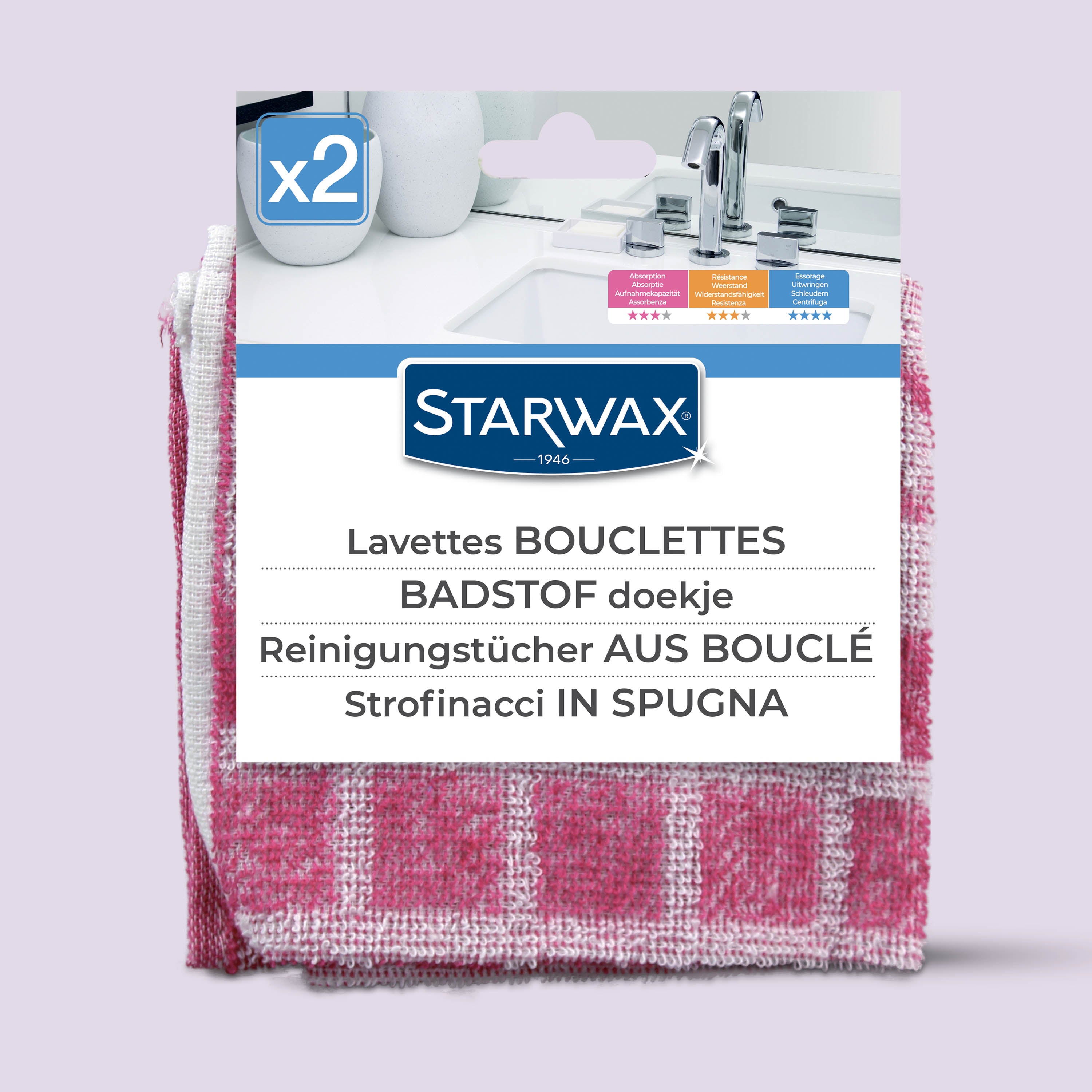 STARWAX - 2 Lavettes bouclettes X2