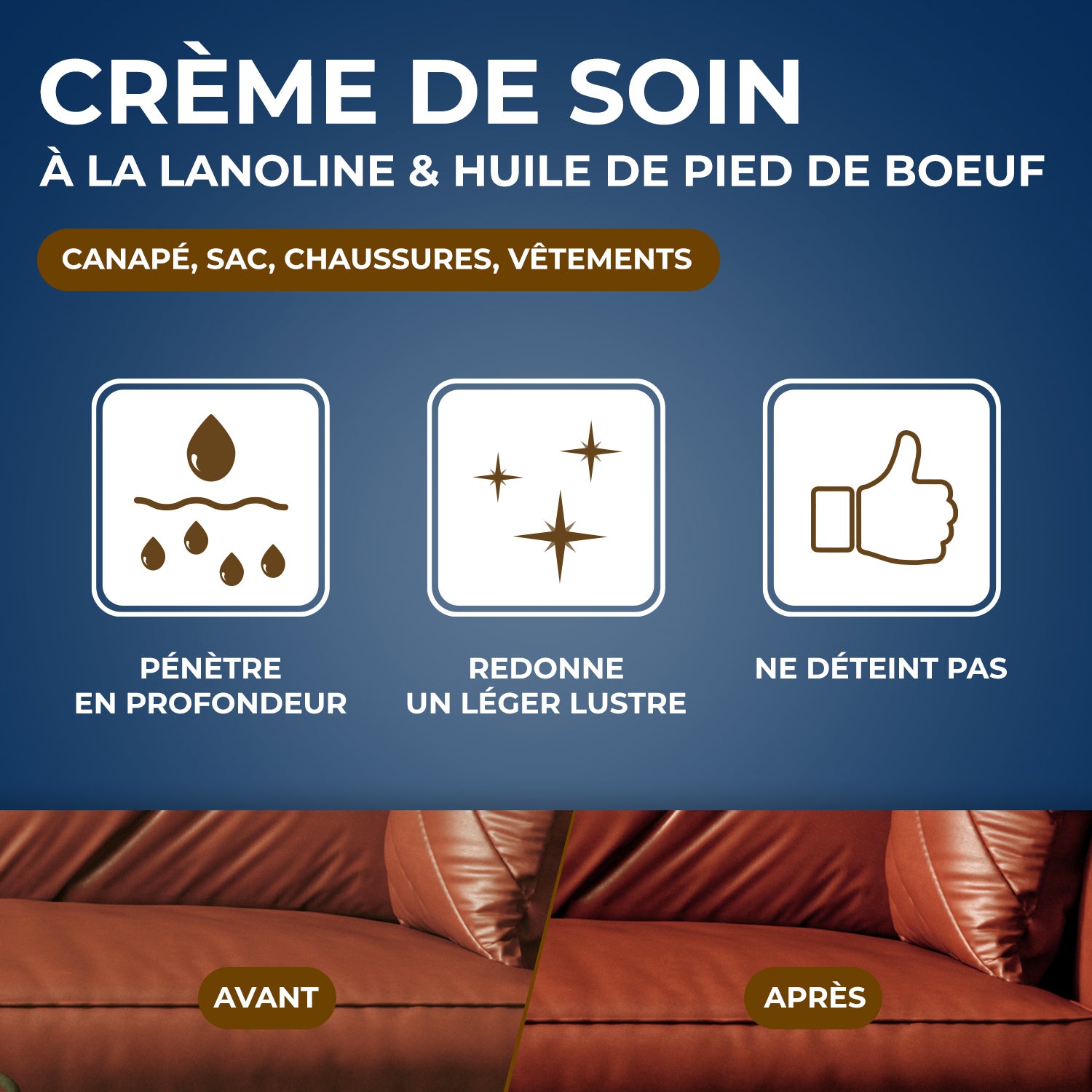 STARWAX - Crème de soin pour cuirs colorés 150ml Camel