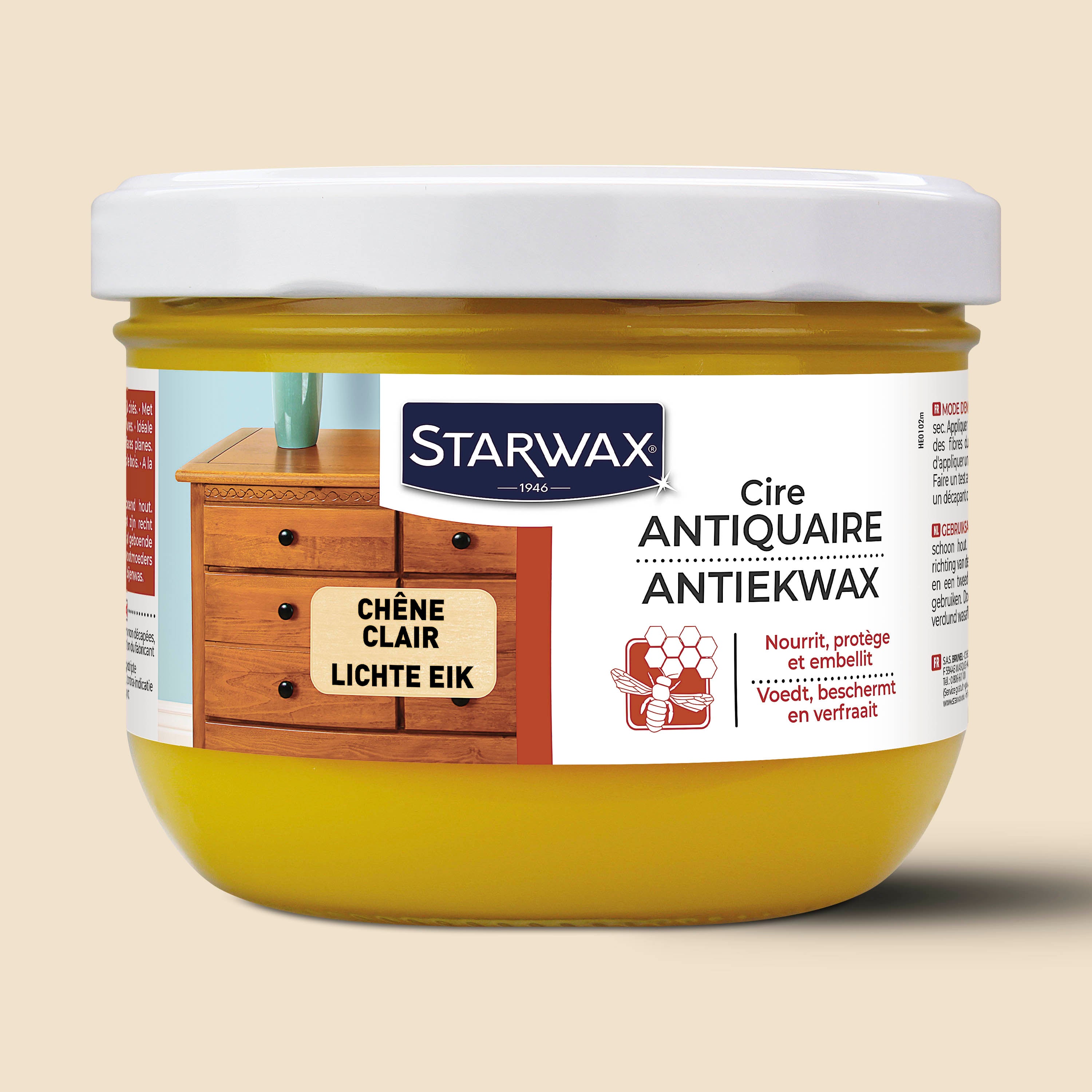 STARWAX - Cire antiquaire pâte pour bois cirés 375ml Incolore