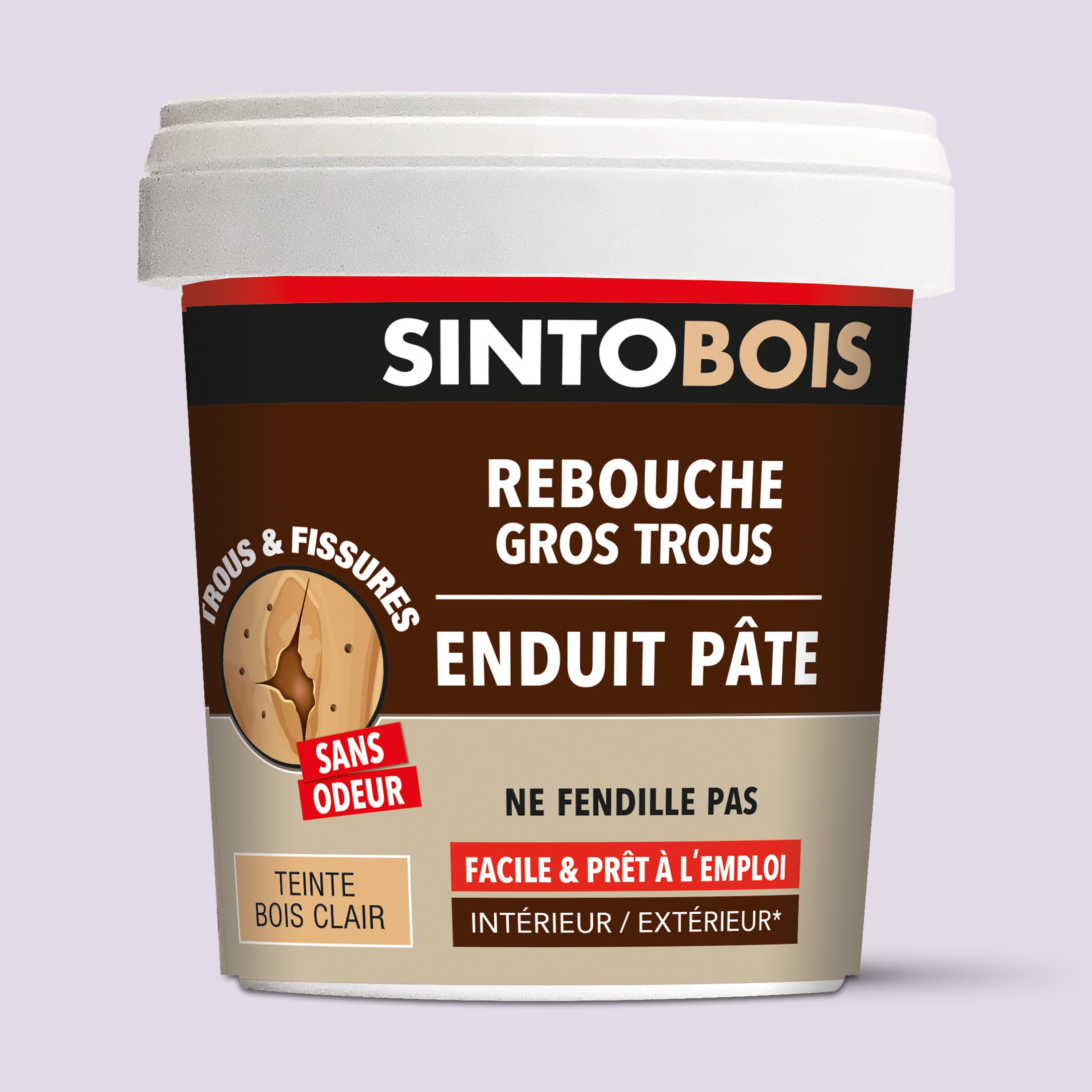 SINTO - Reboucher gros trous et fissures dans le bois clair 330g Bois clair