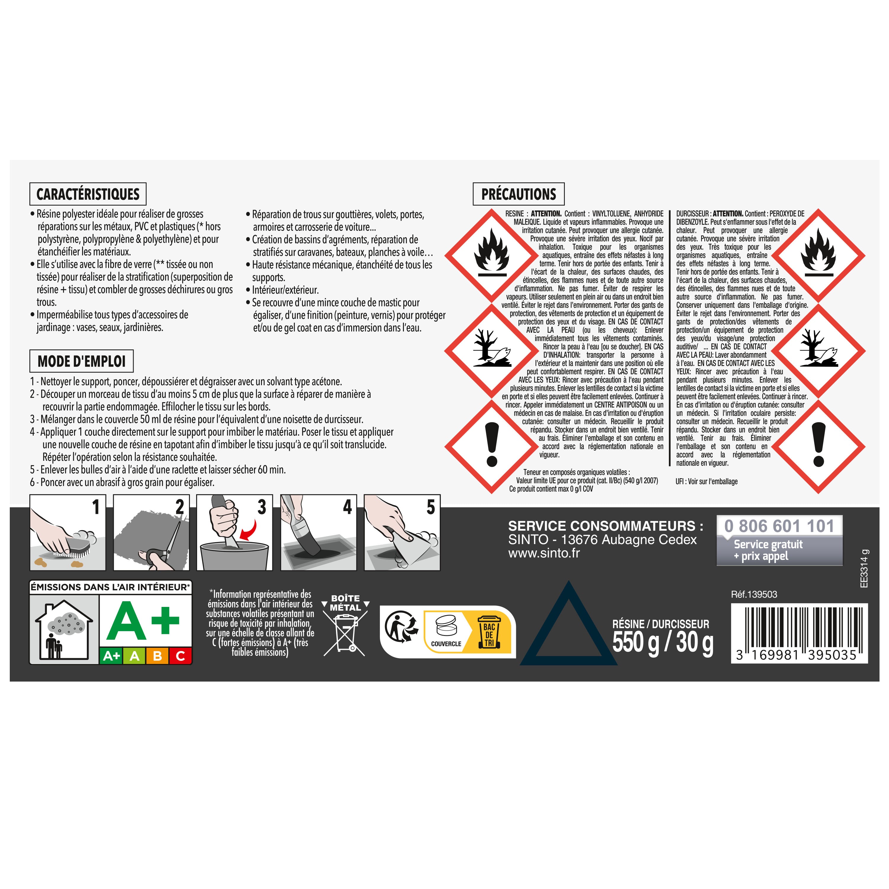 SINTO - Répare métaux, plastiques, composites 1kg
