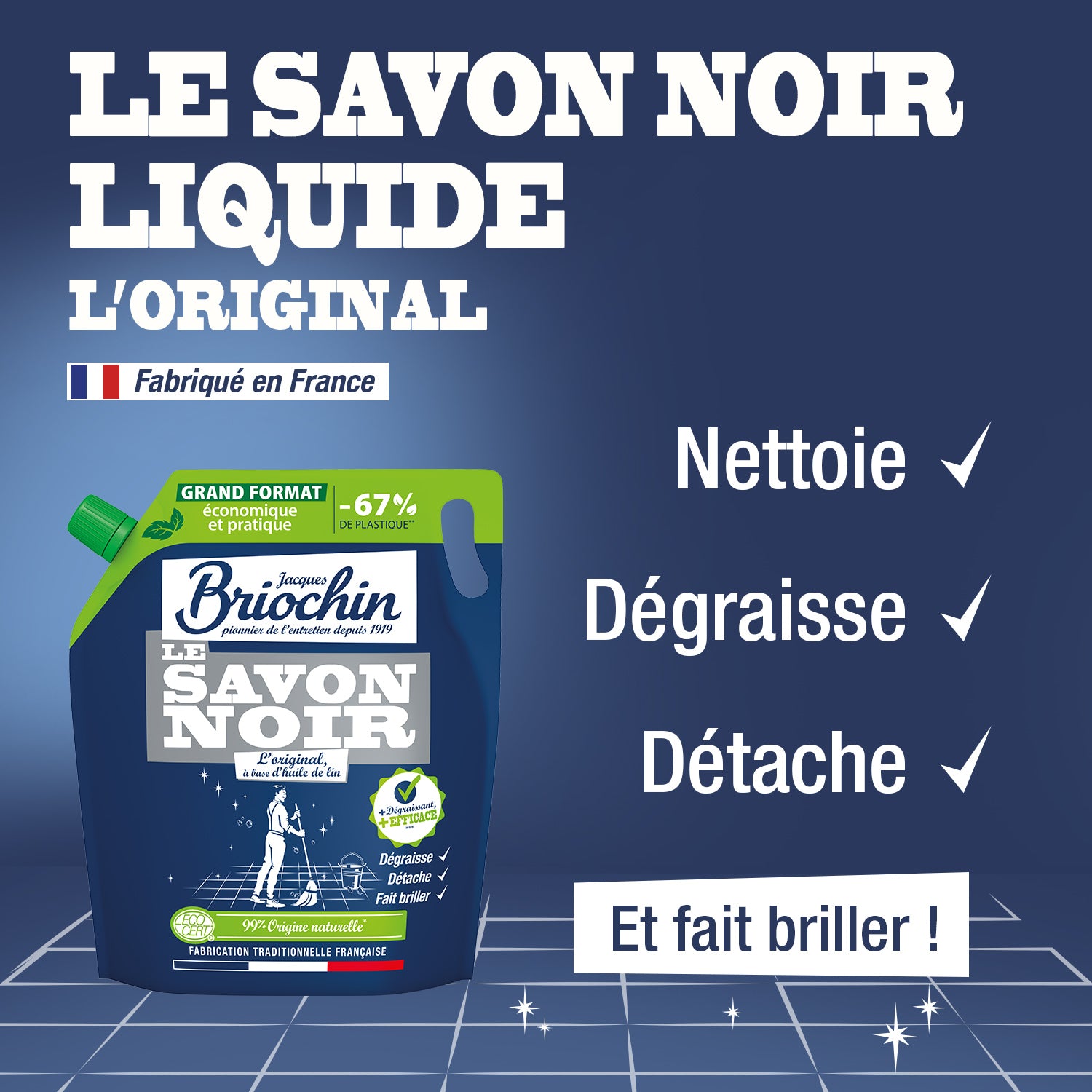 JACQUES BRIOCHIN - Savon noir liquide gros format 1,6L Sans parfum