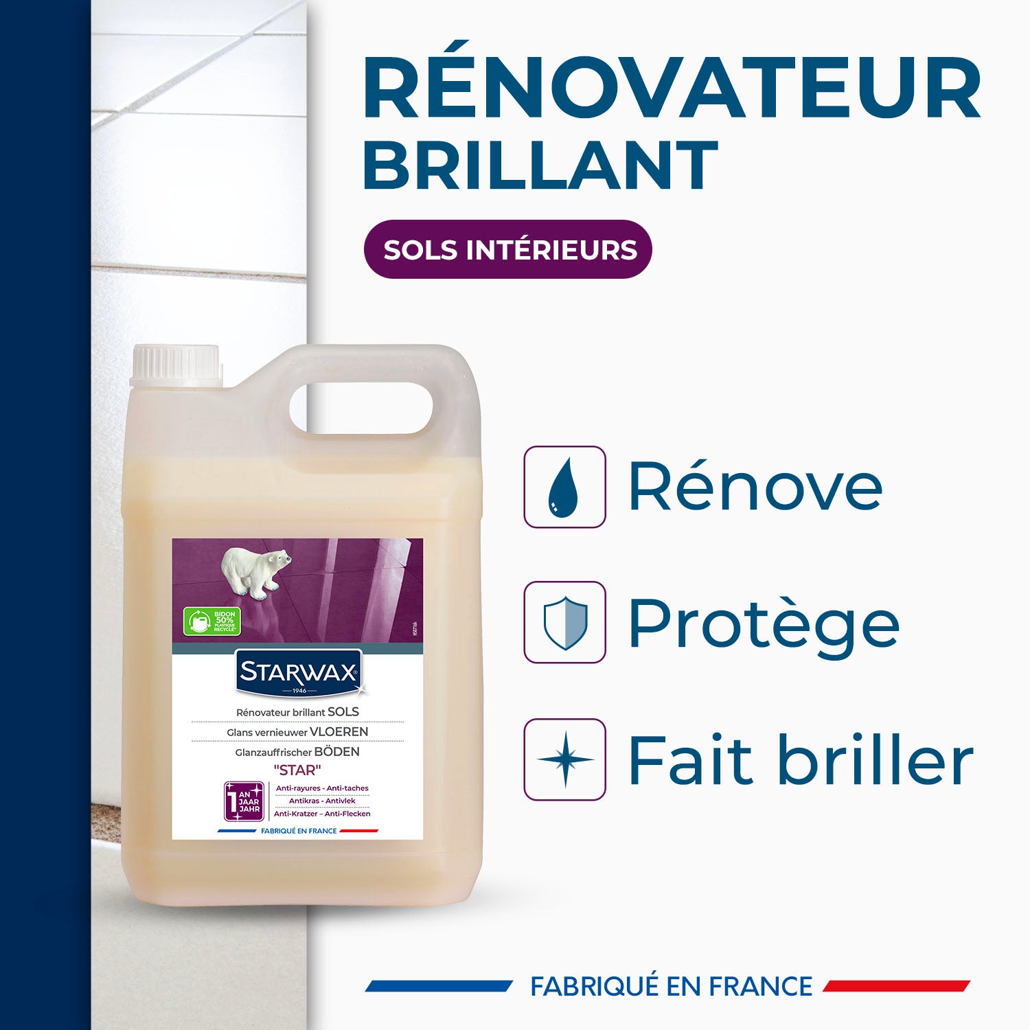 STARWAX - Rénovateur Brillant Star pour sols intérieurs 1L