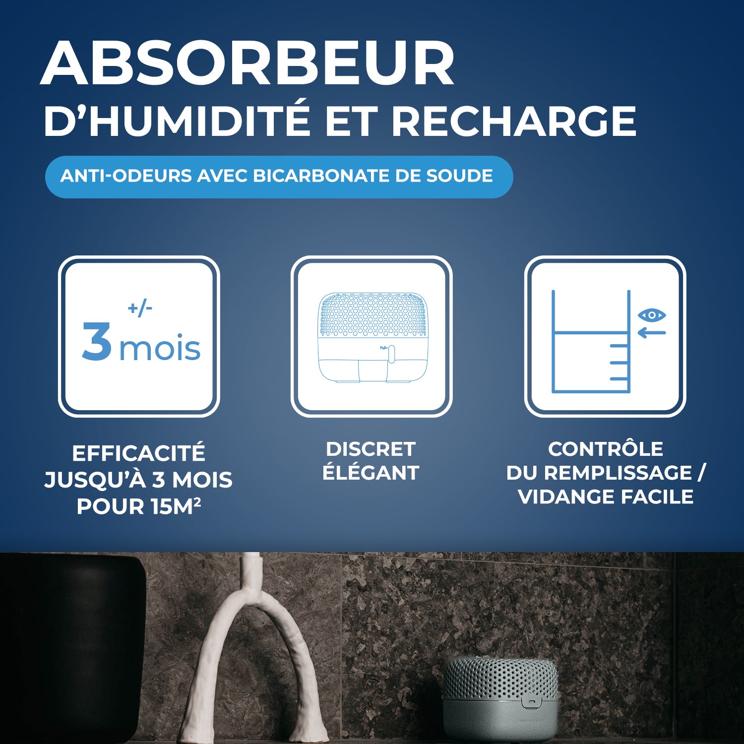 STARWAX - Absorbeur d'humidité Compact + 1 tablette 500G Gris