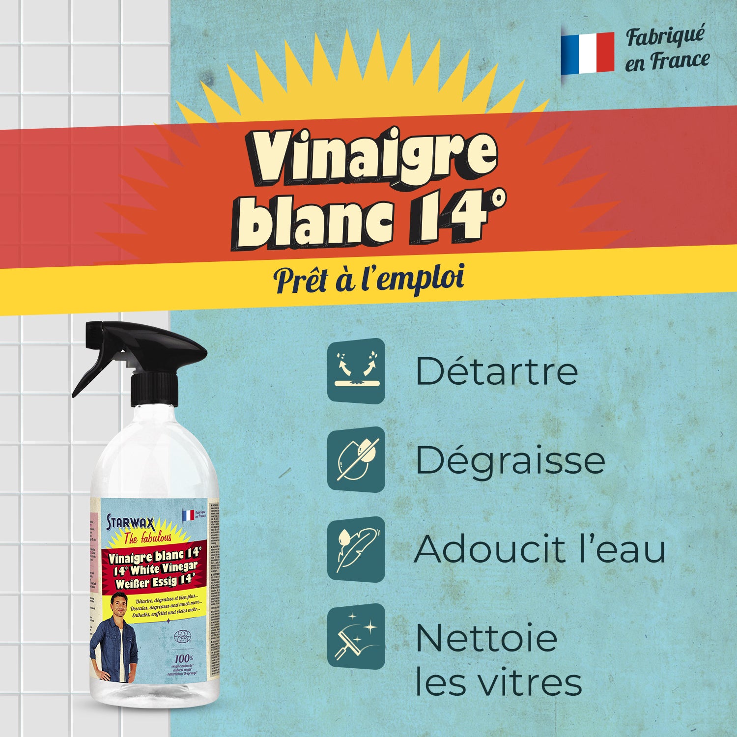 STARWAX FABULOUS - Vinaigre blanc 14° 1L
