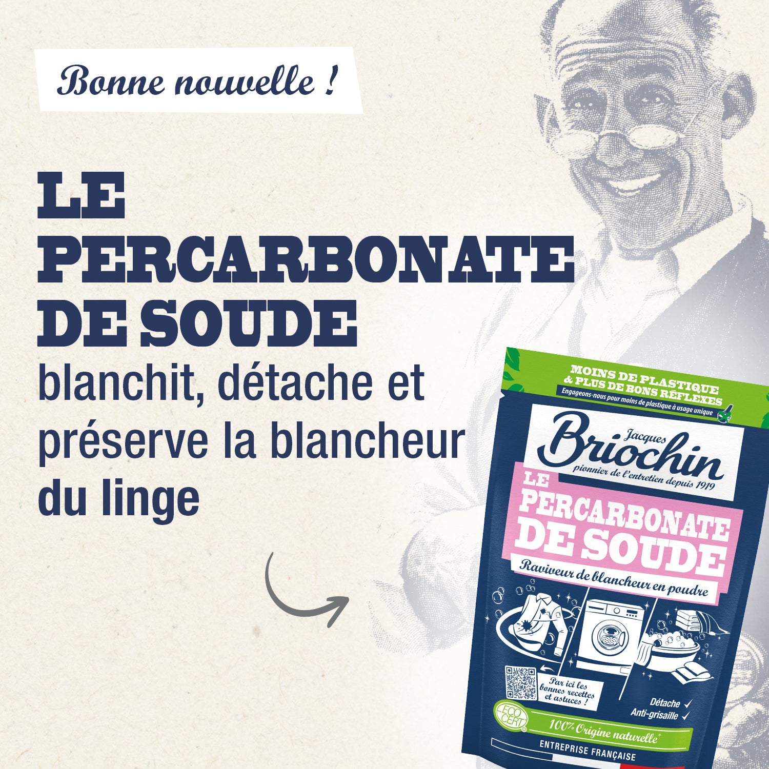 JACQUES BRIOCHIN - Le percarbonate de soude 500g Sans parfum