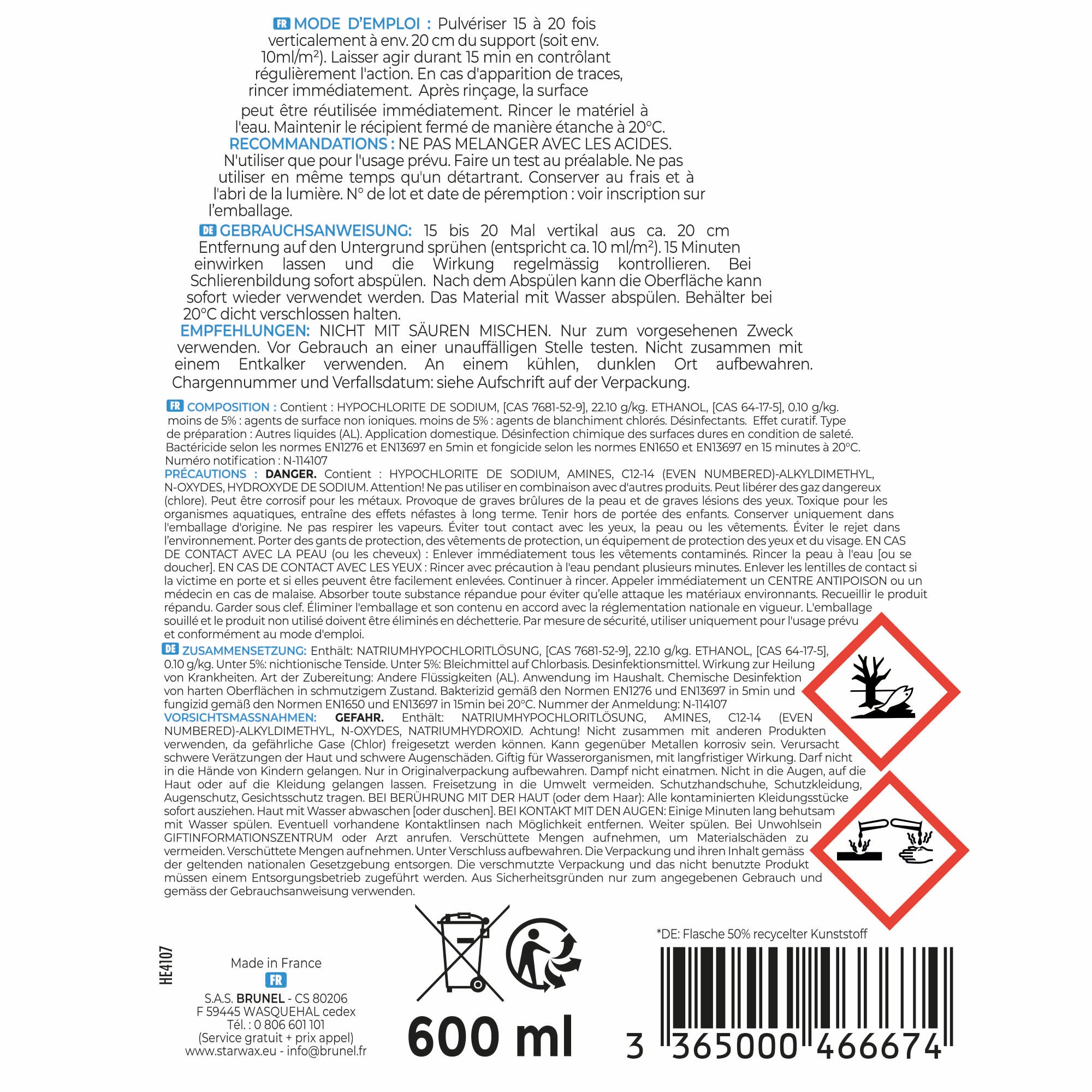 STARWAX - Anti-moisissures pour joints et salle de bains 500ml