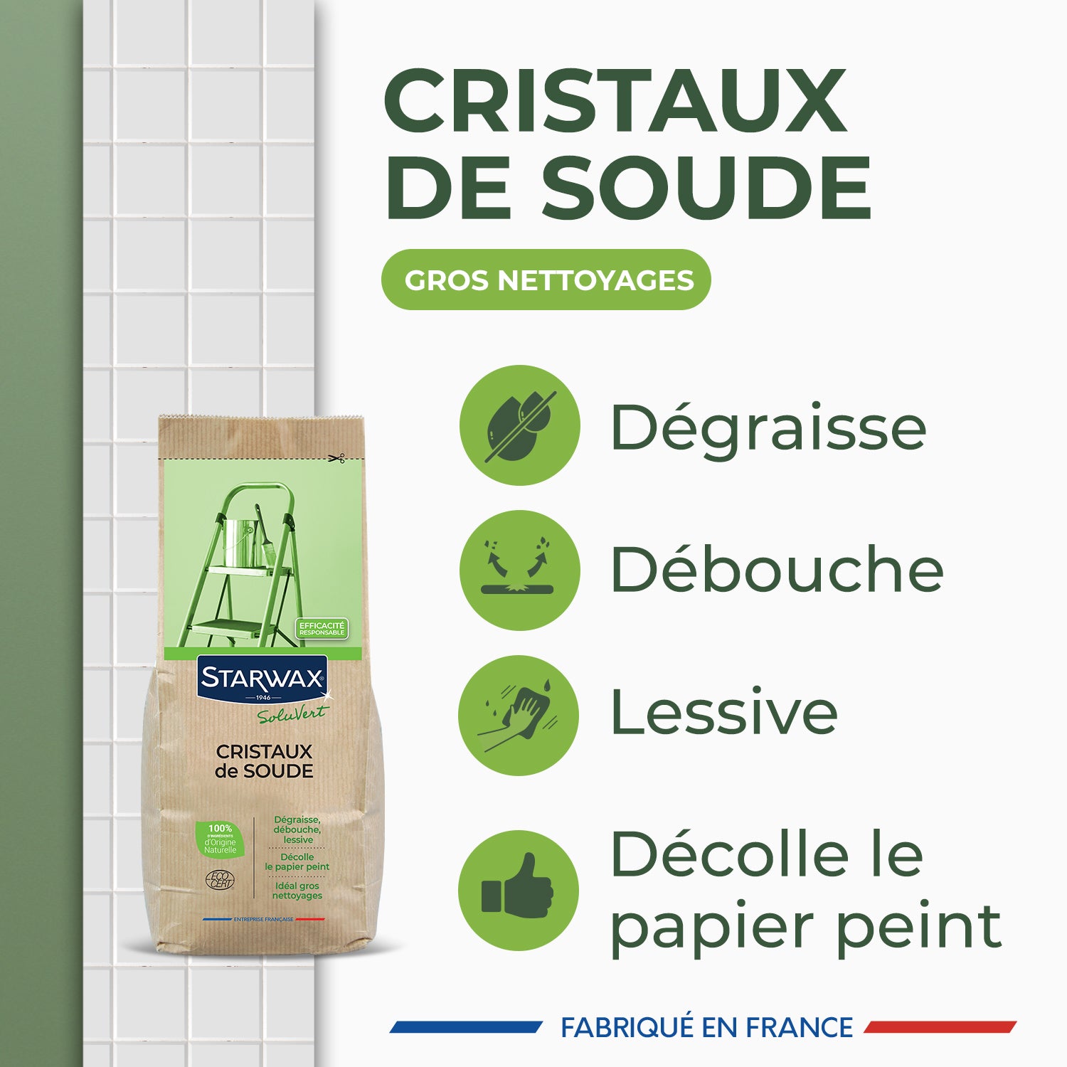 STARWAX SOLUVERT - Cristaux de soude 1kg