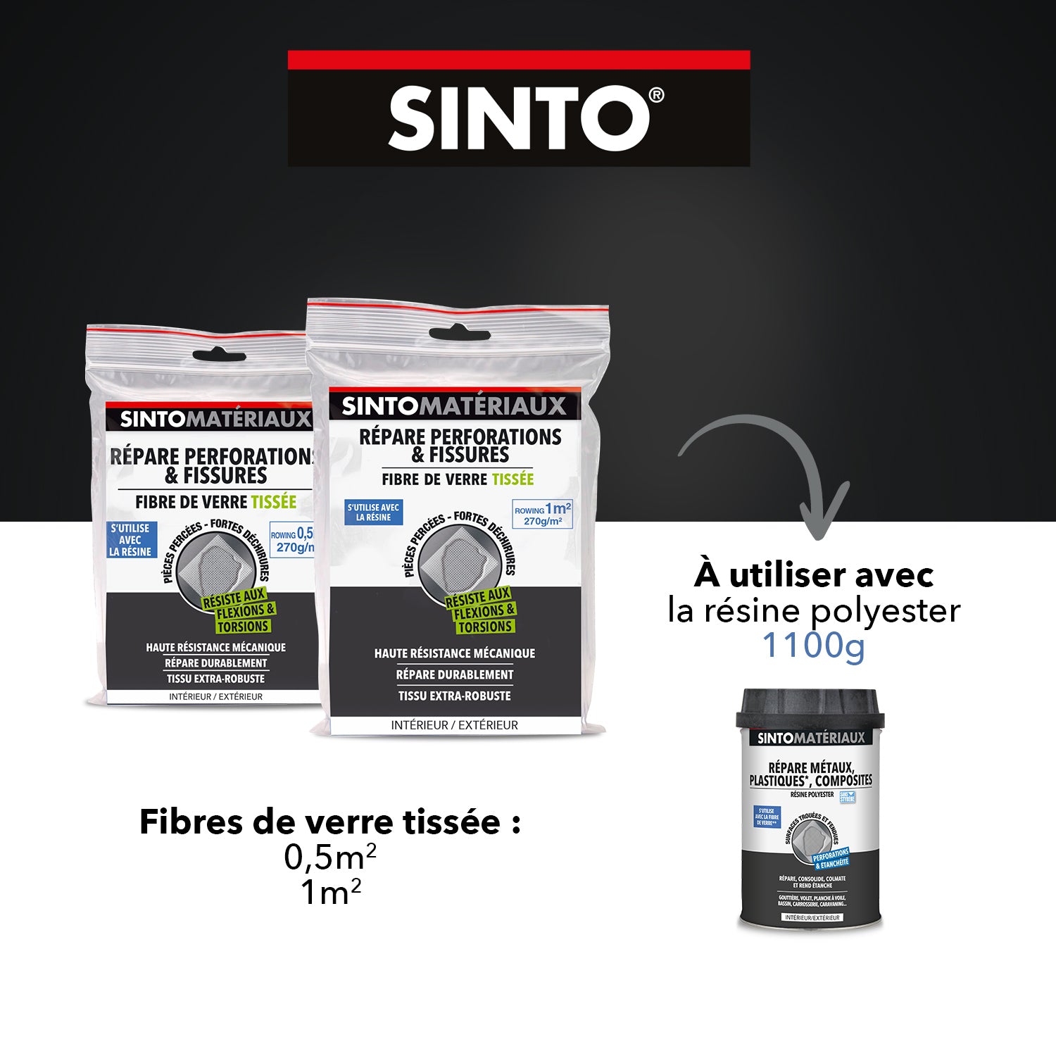 SINTO - Répare perforations (tissu fibre verre tissée 270g) 270g