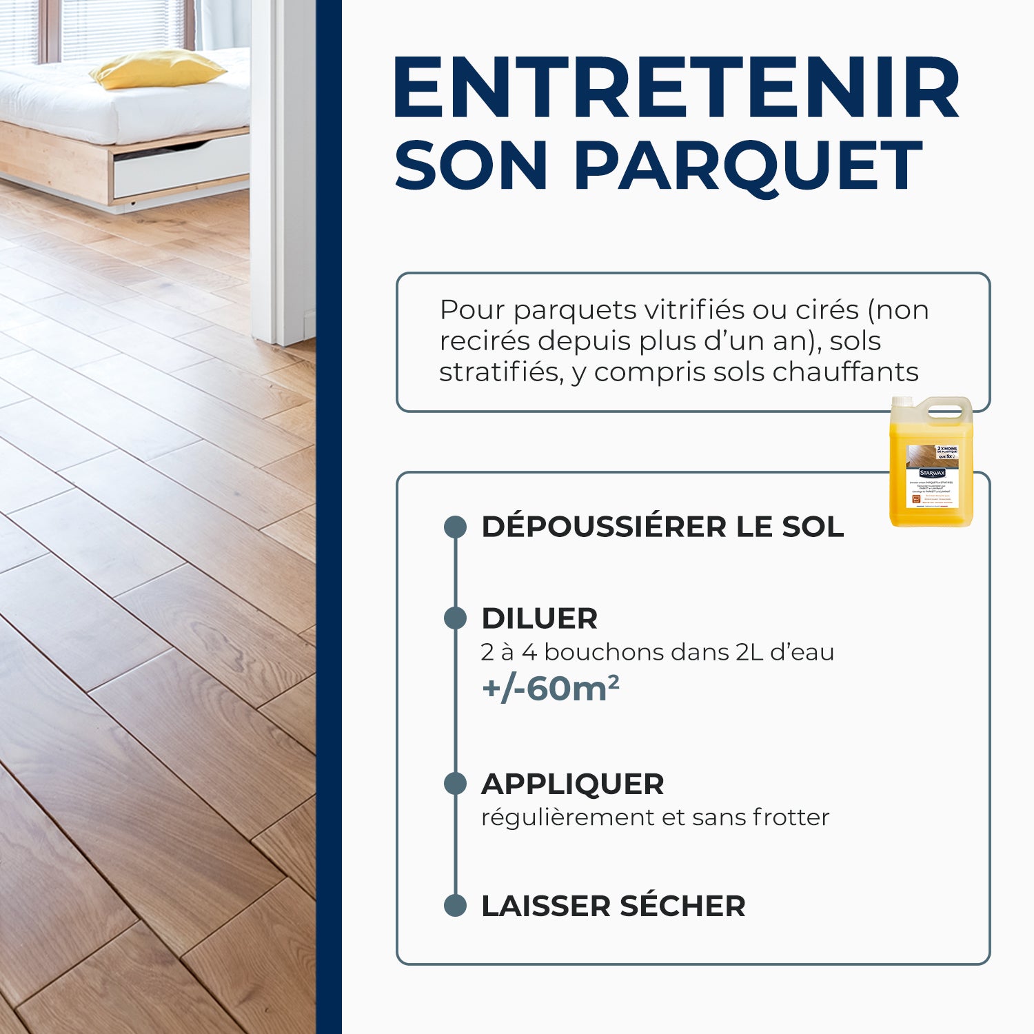 STARWAX - Entretien brillant pour parquets et sols stratifiés
 1L