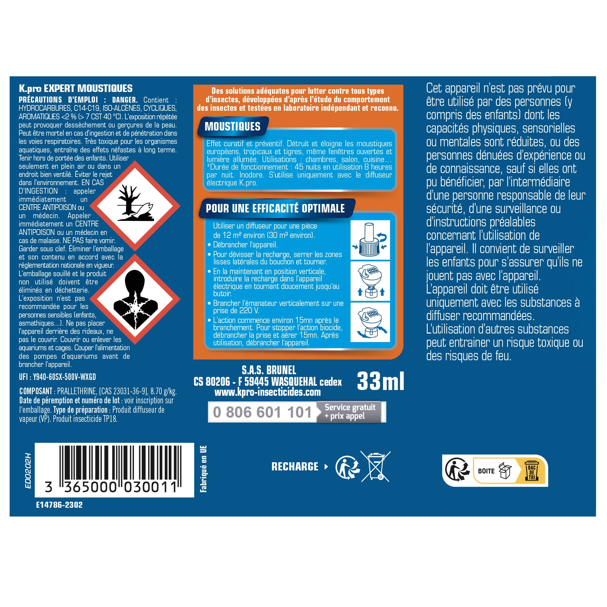 K.PRO - Recharge pour diffuseur électrique anti-moustiques
 X1