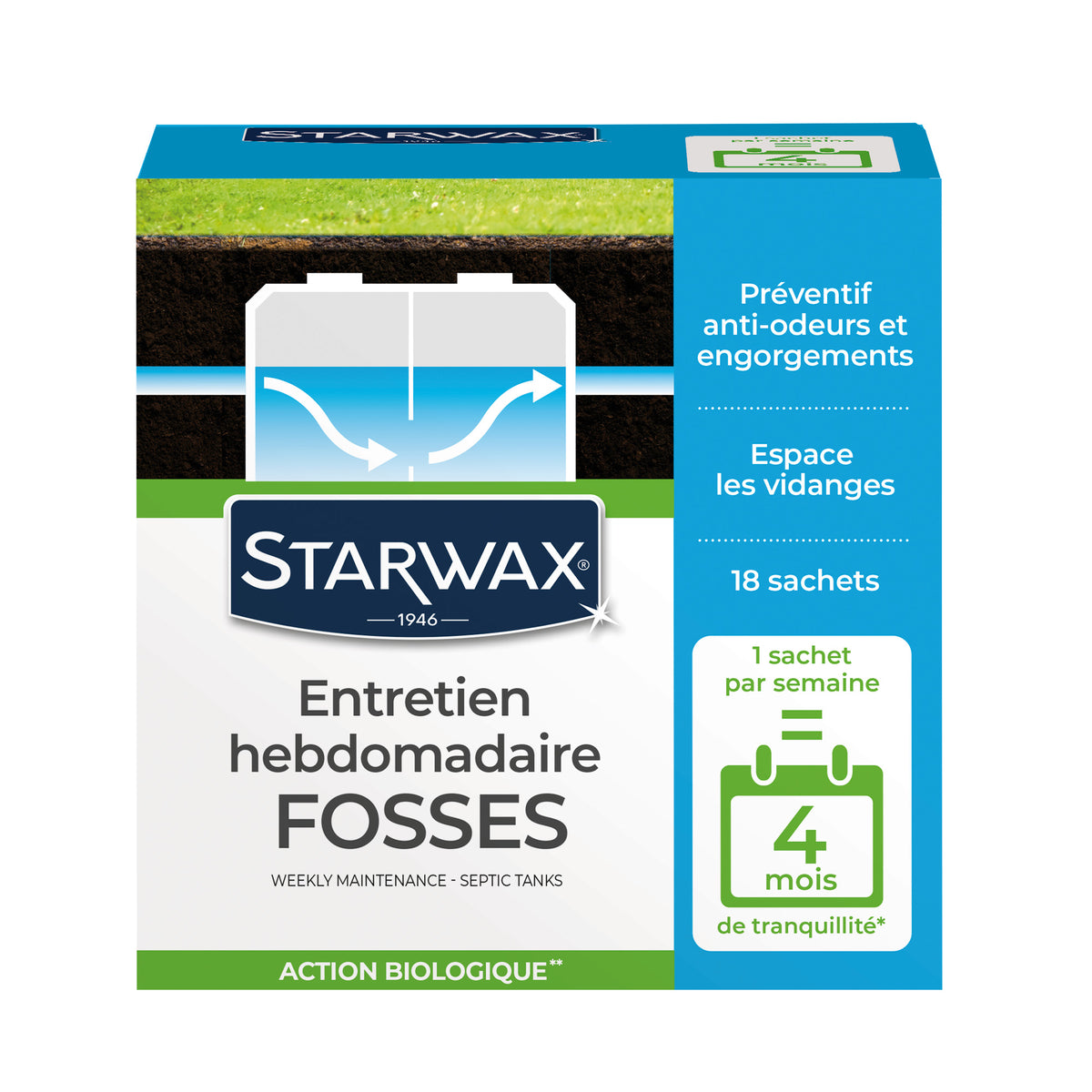 STARWAX - Entretien hebdomadaire pour fosses septiques
 450g