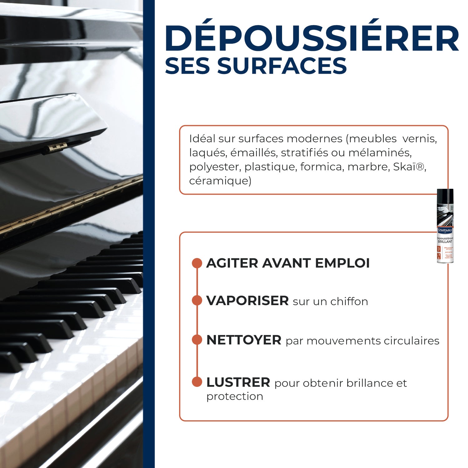 STARWAX - Nettoyant dépoussiérant brillant pour mobilier intérieur 400ml