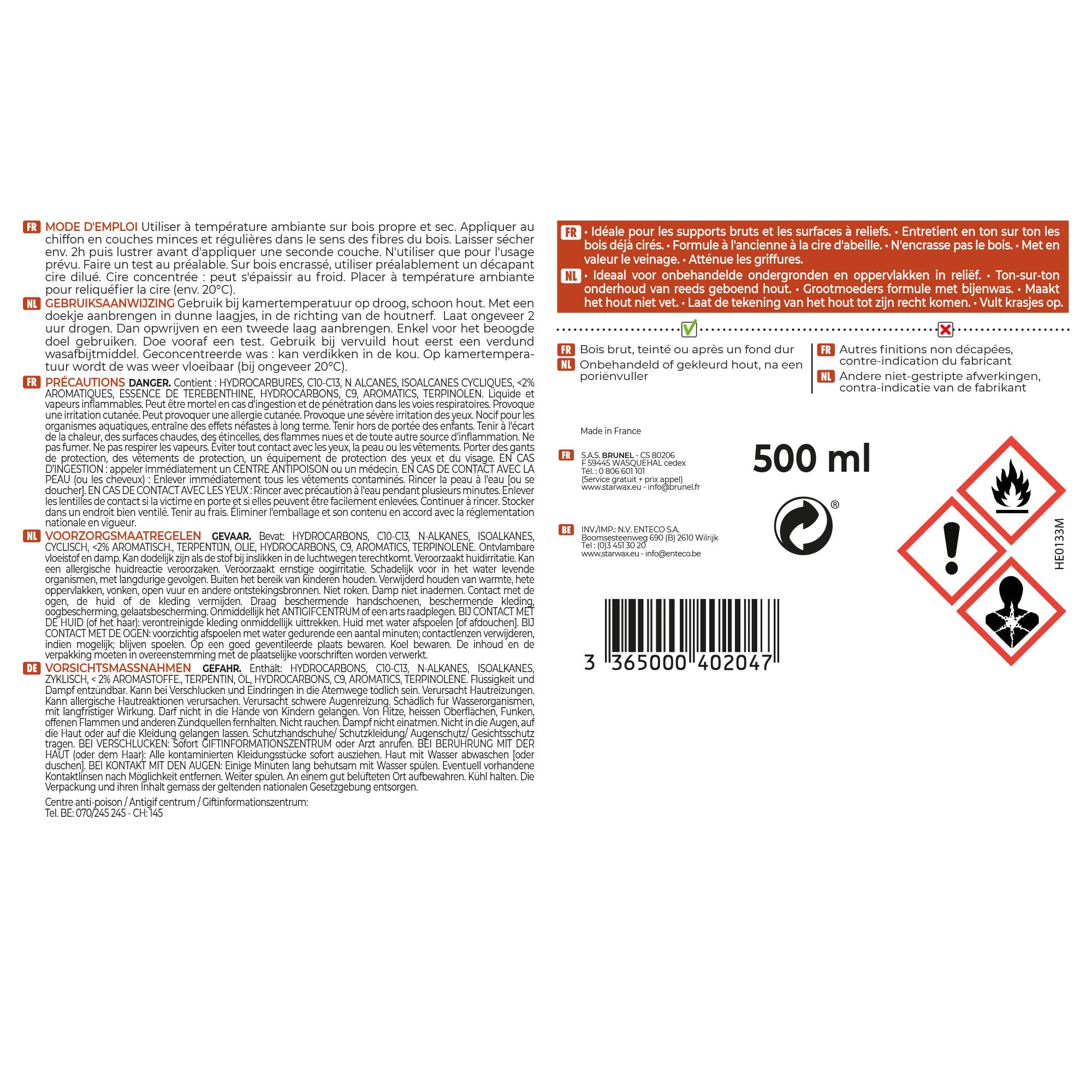 STARWAX - Cire antiquaire liquide pour bois cirés 500ml Incolore