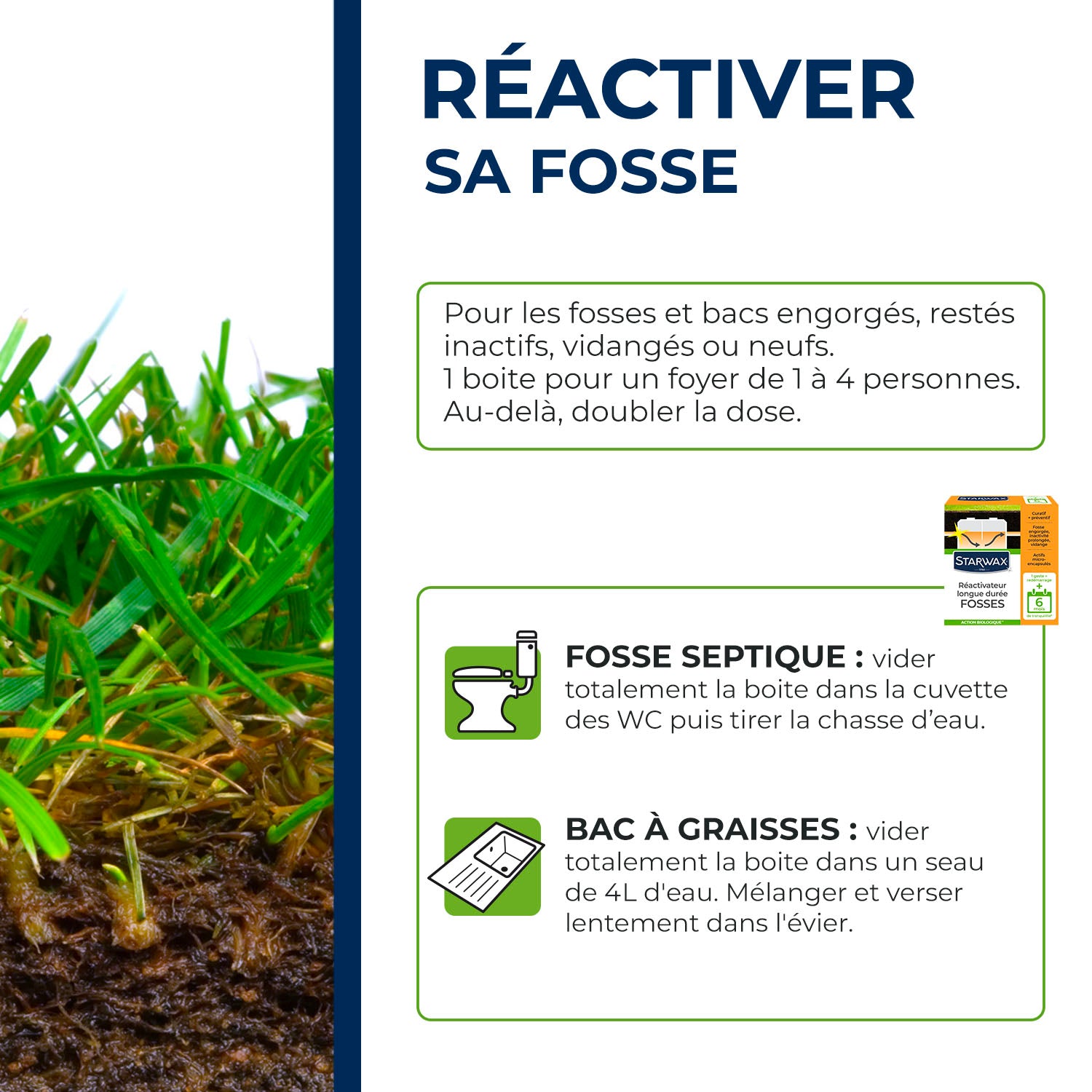 STARWAX - Ré-activateur longue durée pour fosses septiques 500g