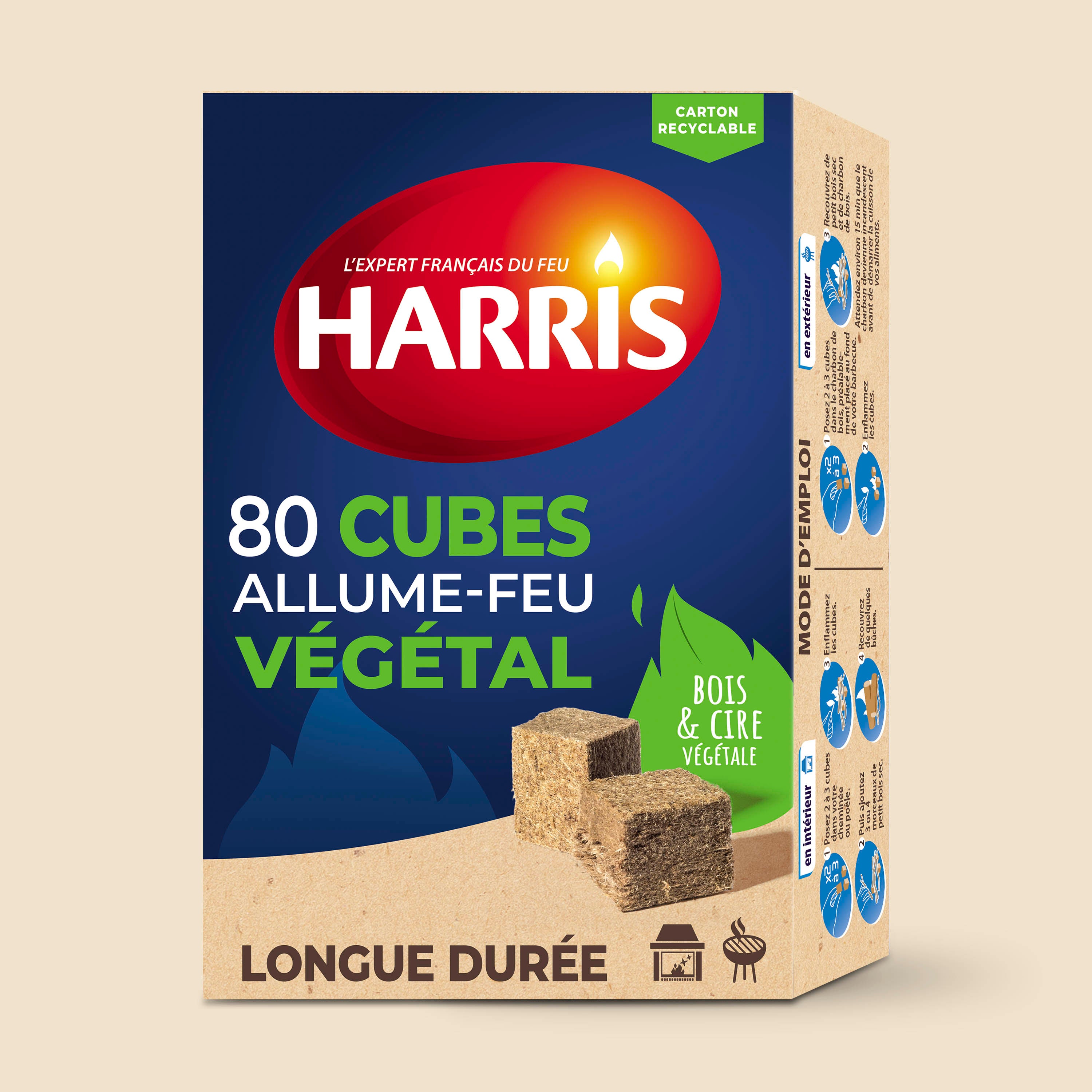 HARRIS - 80 cubes allume feu 100% végétal FSC® x80