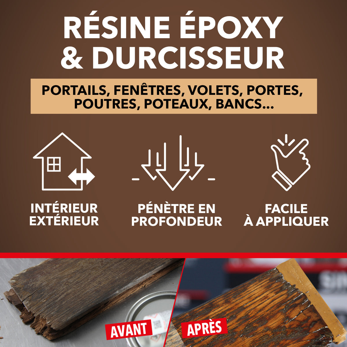 SINTO - Durcit les bois abimés par l'humidité 250g
