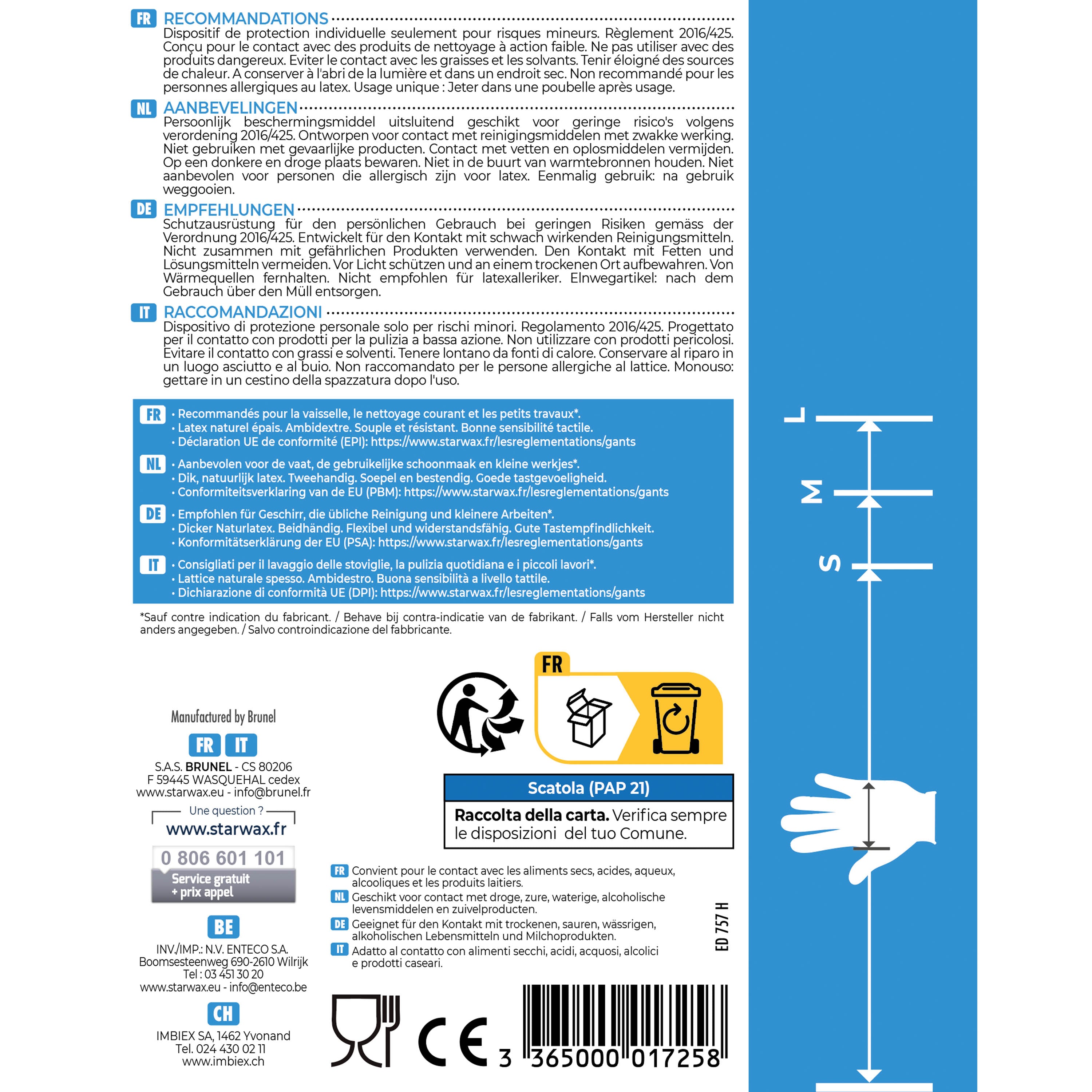 STARWAX - Gants latex épais X10 M