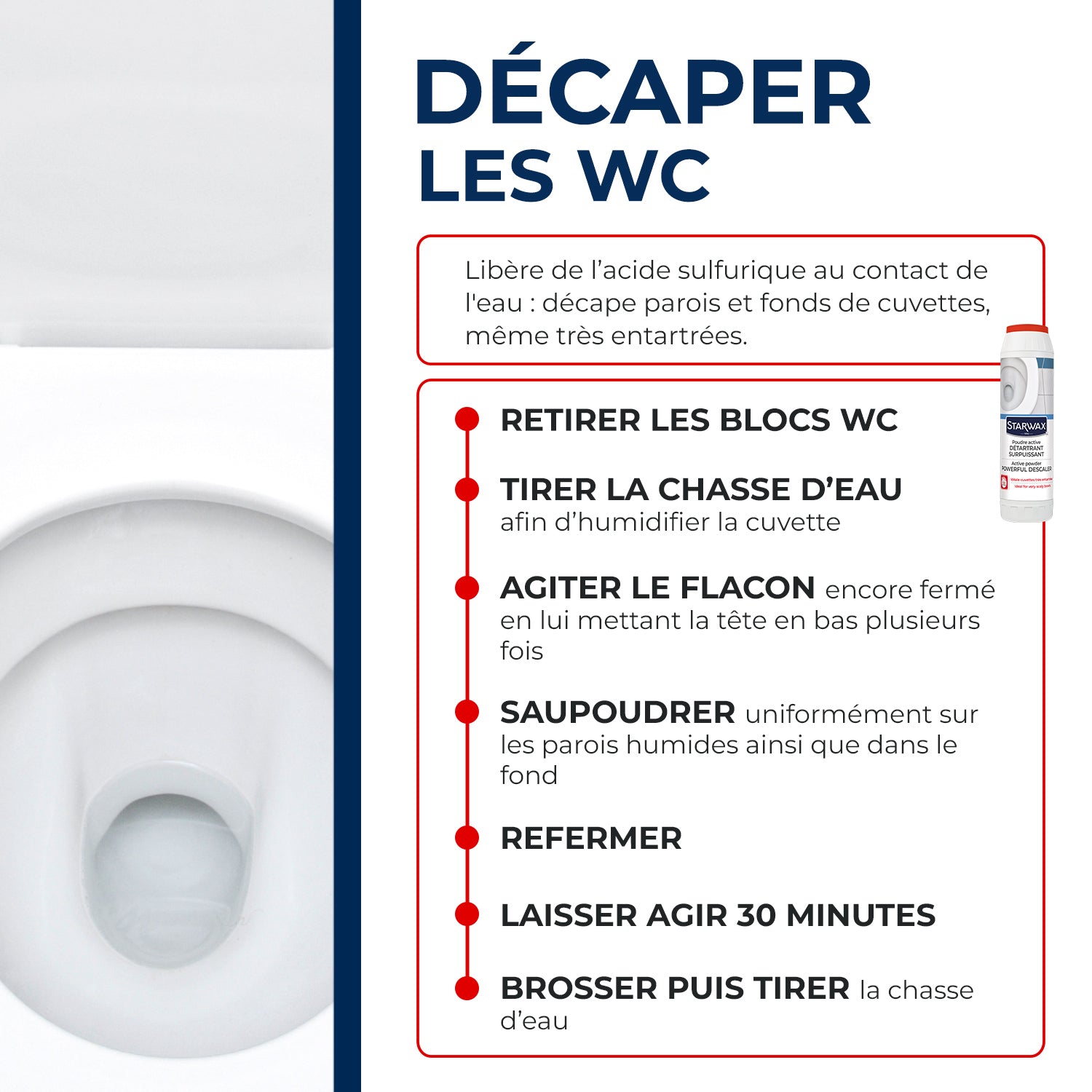 STARWAX - Détartrant surpuissant poudre pour WC 1kg