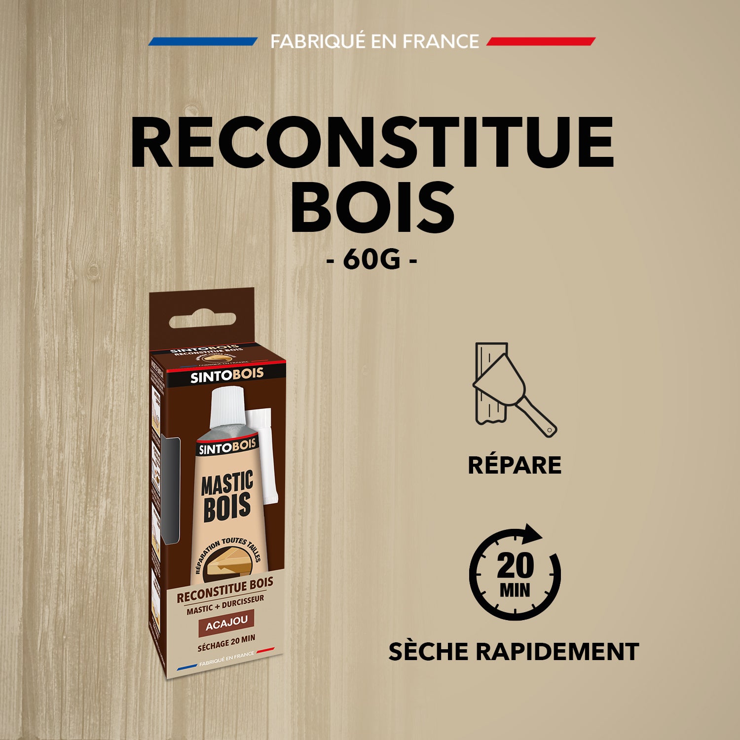 SINTO - Reconstitue angles et gros trous 500ml Chêne
