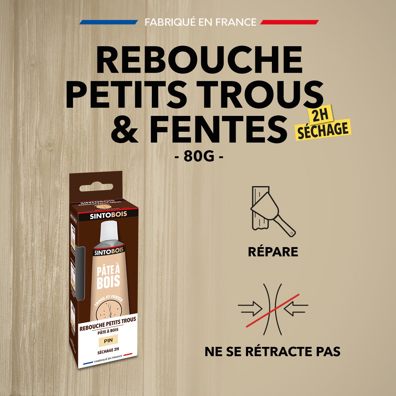 SINTO - Pâte à bois tradition 550ml Chêne clair