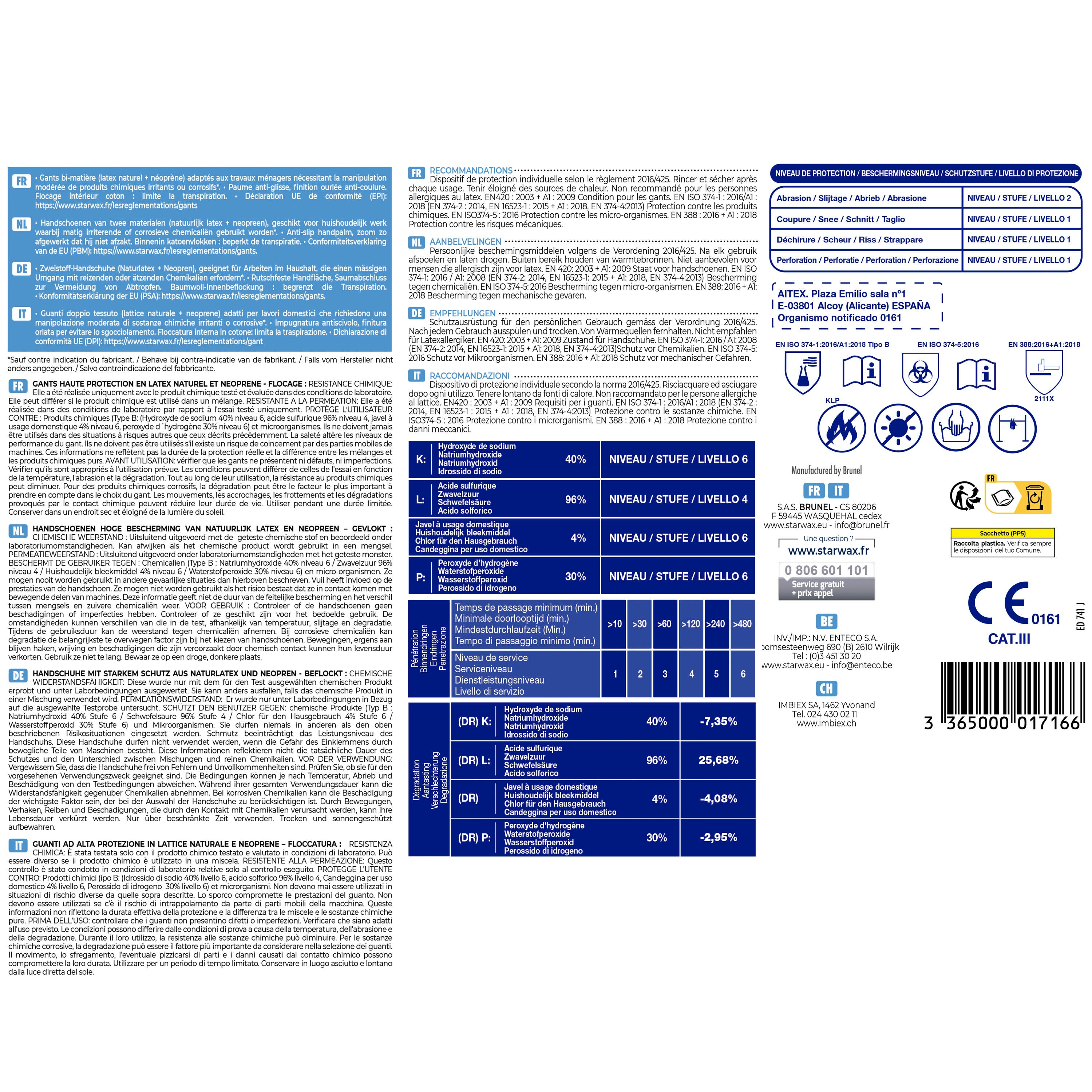 STARWAX - Gants HAUTE PROTECTION X1 M
