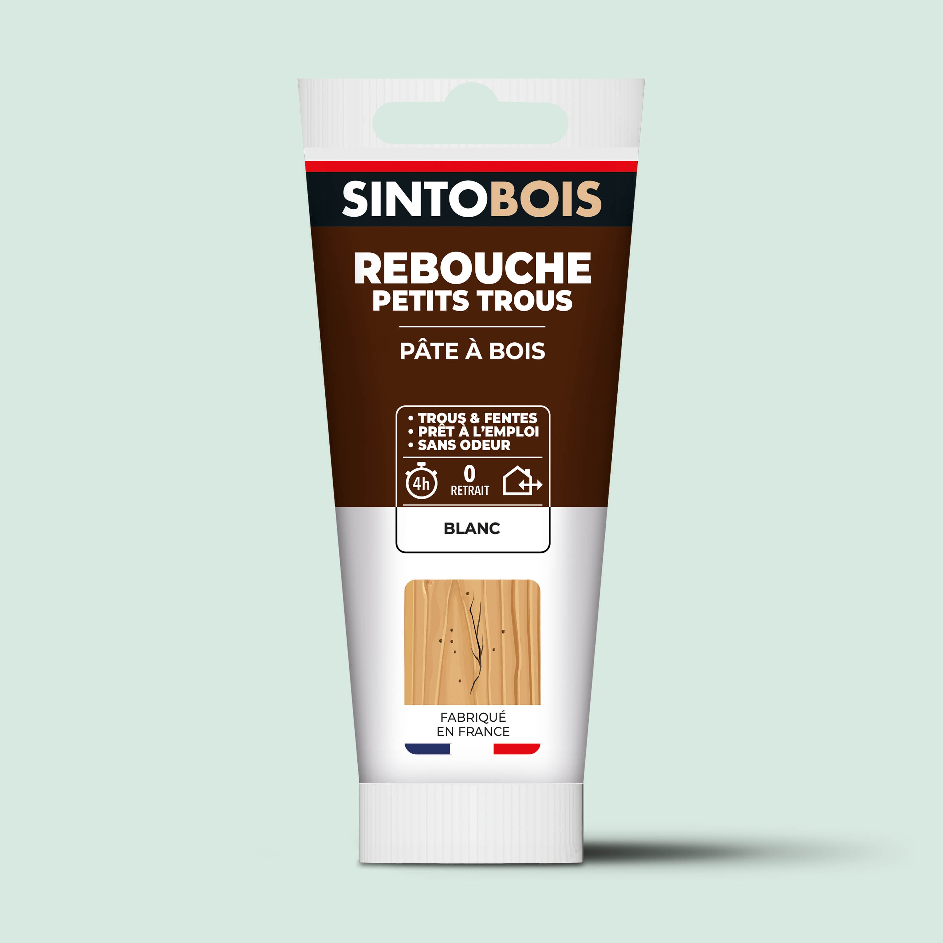 SINTO - Rebouche imperfections -  Pâte à bois naturel 80g Blanc