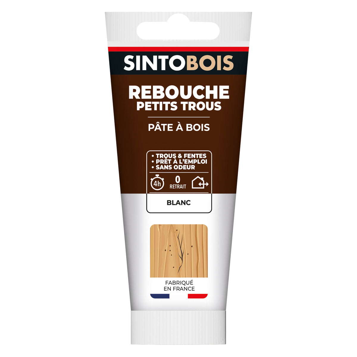 SINTO - Rebouche imperfections -  Pâte à bois naturel 80g Blanc