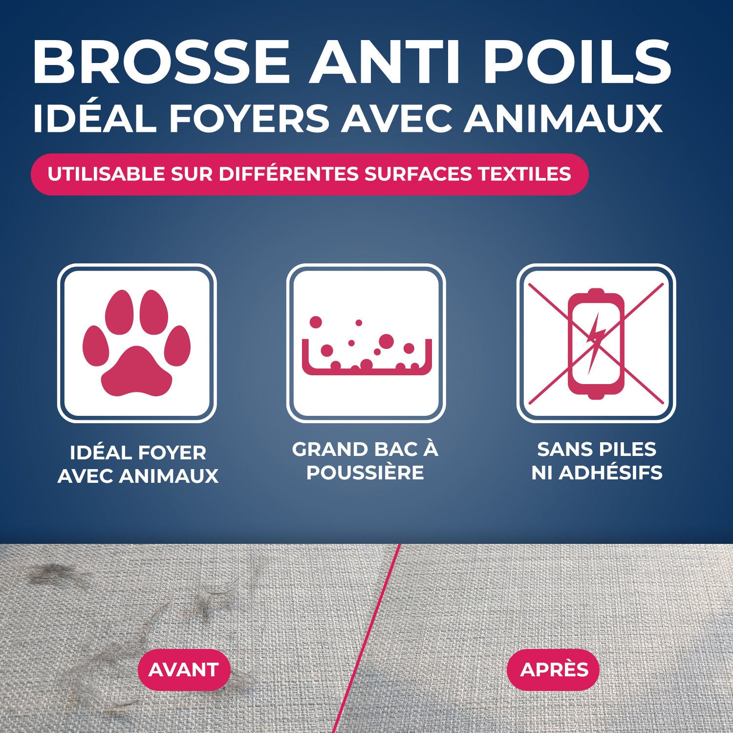 STARWAX - Brosse anti-poils animaux X1 Blanche et gris