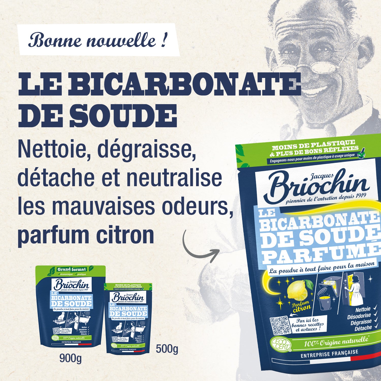 JACQUES BRIOCHIN - Le Bicarbonate de soude parfumé 500g Citron