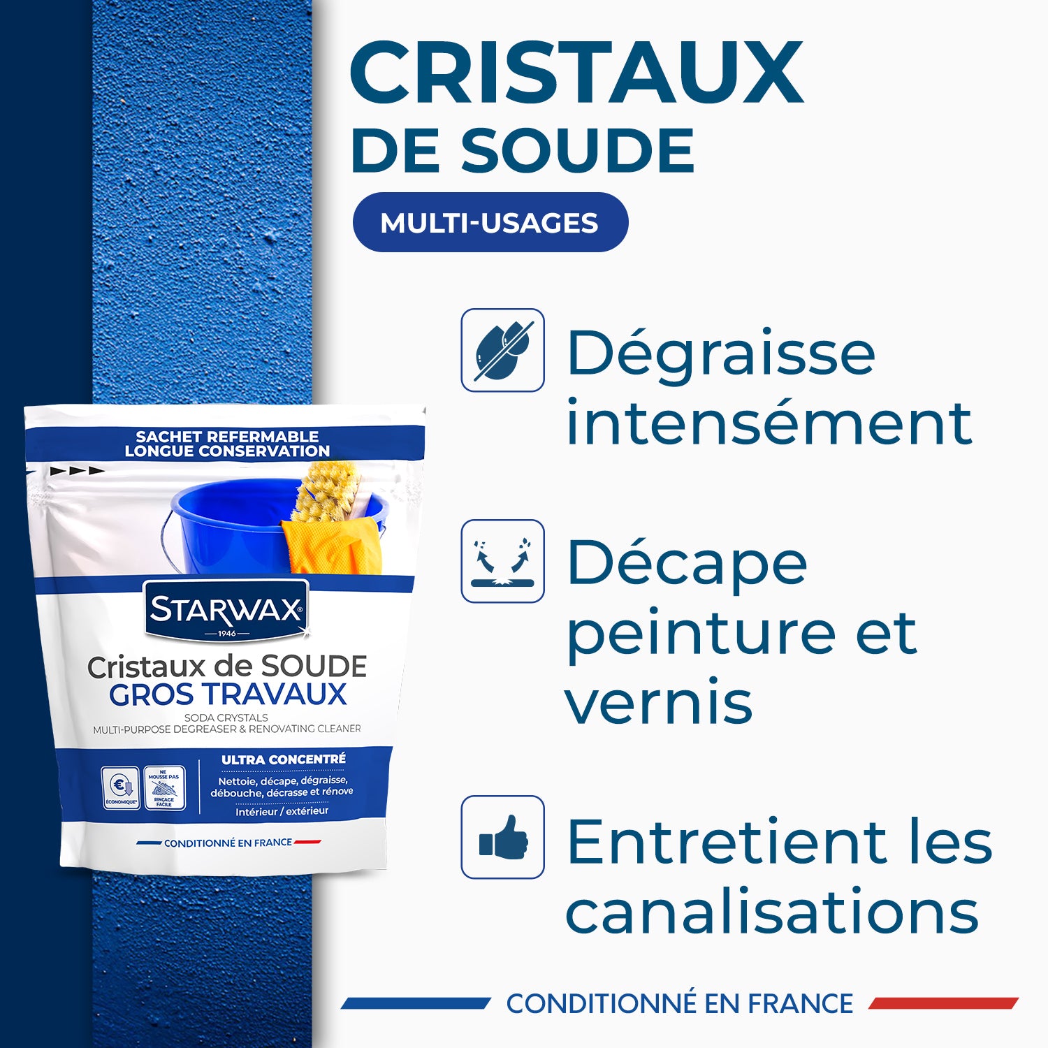 STARWAX - Cristaux de soude gros travaux 1,4kg 1,4kg