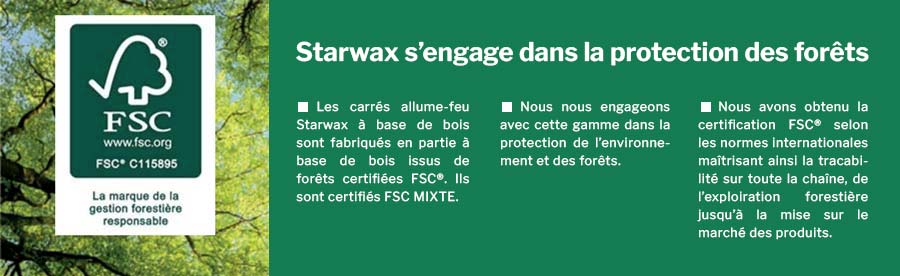 Les carrés allume-feu sont certifiés FSC MIXTE